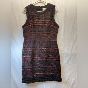Kate Spade New York”So Foxy”Kris Jenner Vibe Old Money Tweed Sheath Dress Fringe